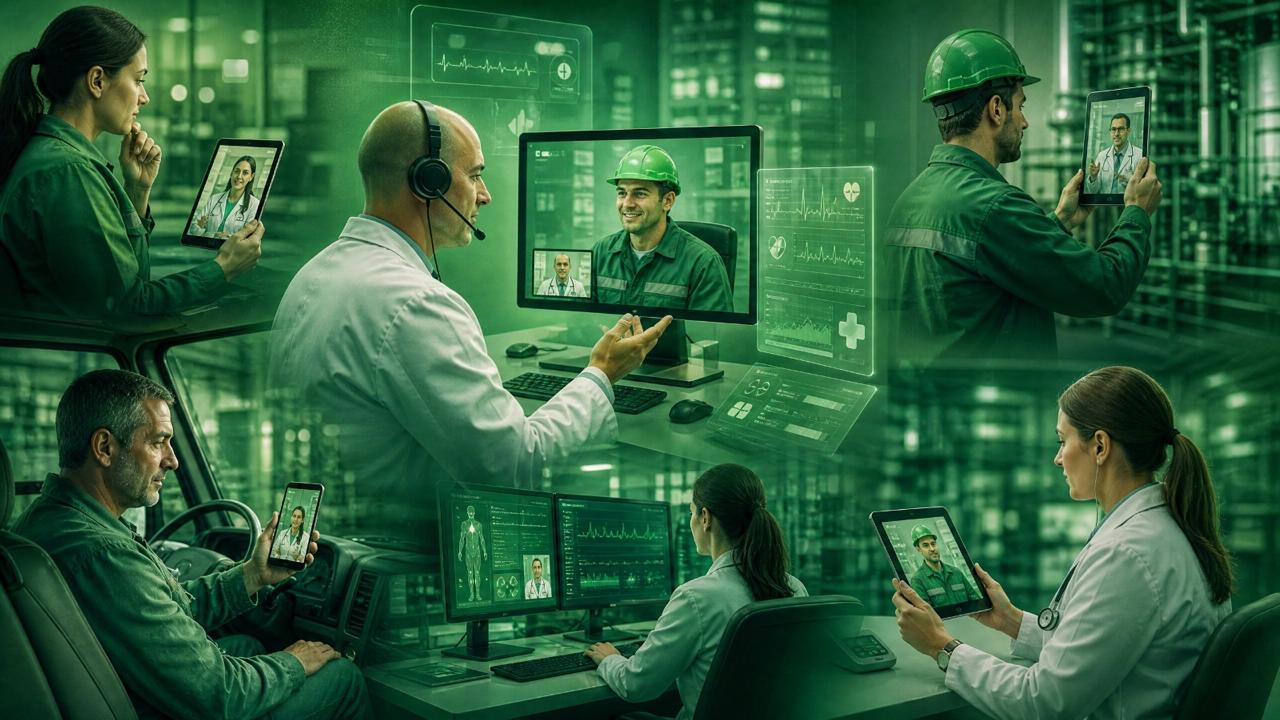 Profissional de enfermagem em videochamada